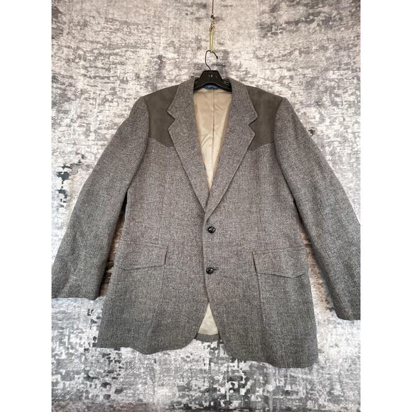 Pendleton Other - Pendleton 42L Tweed Sports Coat Suede Western Yoke Blazer Barleycorn Donegal